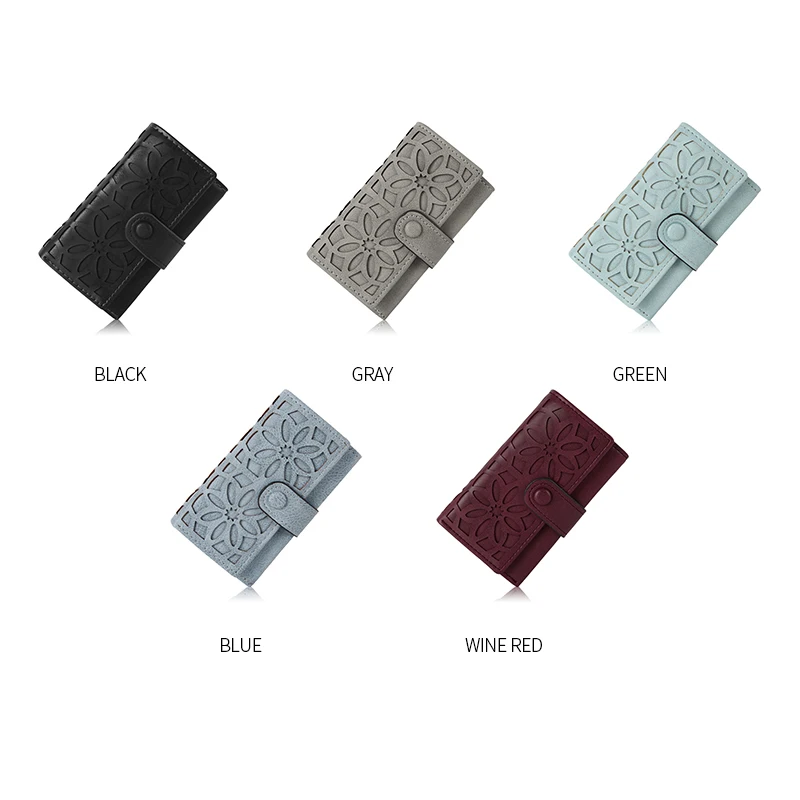 GFLV Brand Lady Mini Wallets Women Coin Purse Key Wallet Small Hollow Flowers Scrub Leather Men 5 Colors | Багаж и сумки
