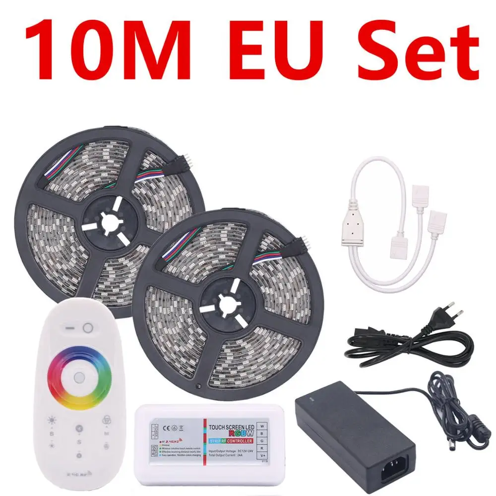 10M EU Power Set RGB Светодиодная лента Водонепроницаемая 5050 RGBW RGBWW светодиодный светильник Гибкая неоновая лента с 2,4G RF контроллер и мощность для дома светильник ing - Испускаемый цвет: 10M EU Power Set