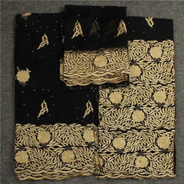 Черный высокое качество Гвинейская парча ткань для одежды 100% хлопок с модной Shadda