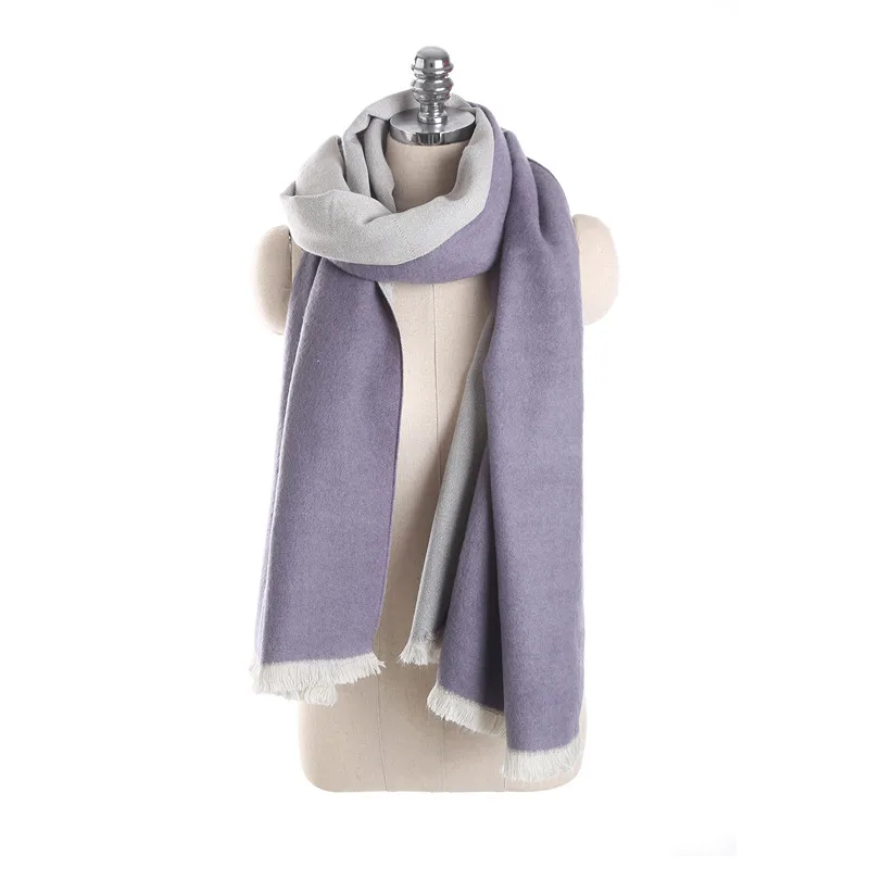 

Autumn and winter New Double - sided Two - color Solid Color Cashmere Tassel Scarf For Women Fashion Thick Warm Shawl Scarves