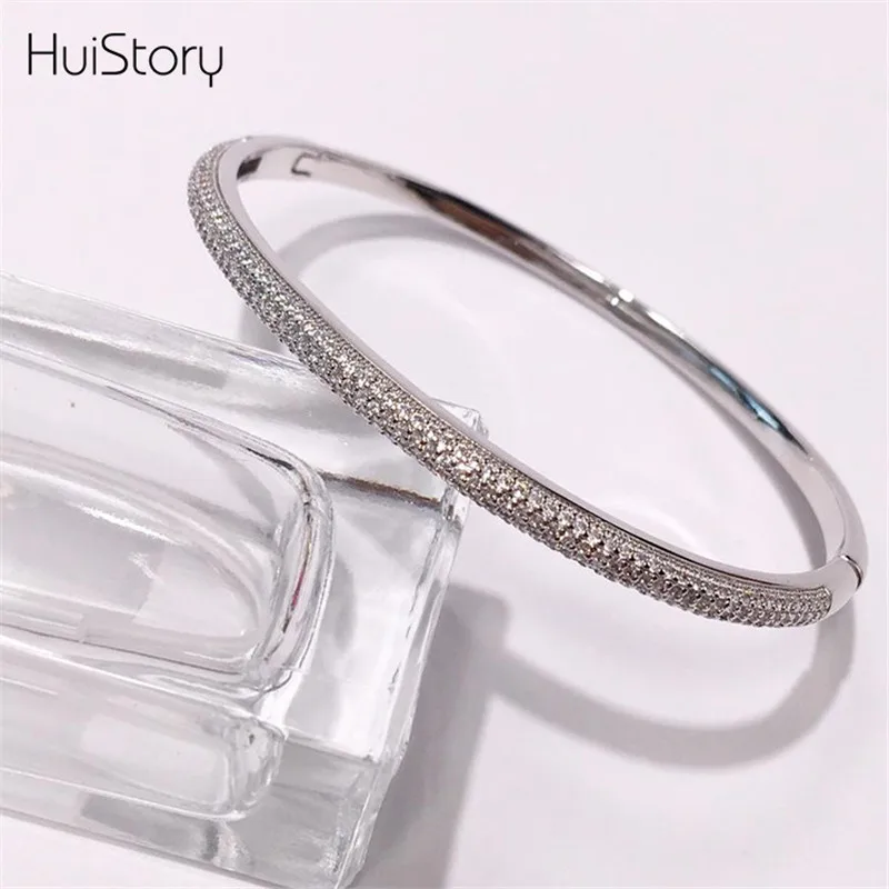 HUISTORY Fashion Curved Surface Half Circle Bracelet Copper Plated Three Colors Stainess Steel For Party Jewelry | Украшения и