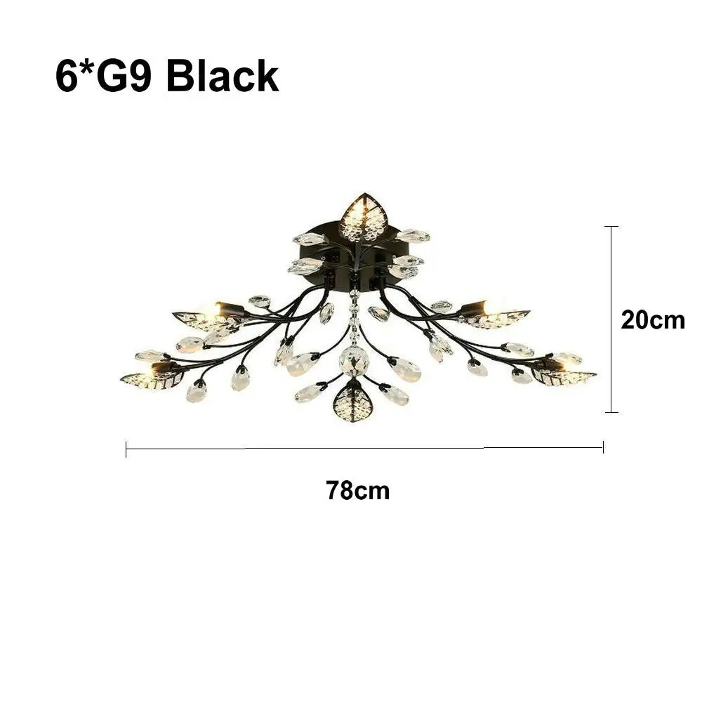 6 light black Современный светодиодный потолочный светильник K9 с заподлицо для дома, золотой и черный цвета, люстра для гостиной, спальни, кухни - Цвет корпуса: 6 light black