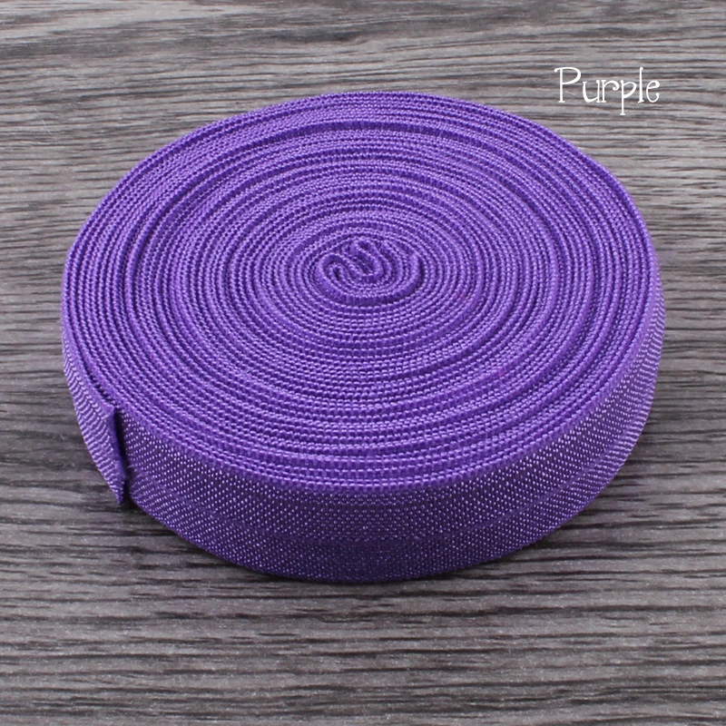

120Y OEM 5/8 Shiny Solid Highly-flexible Nylon Folded Over Elastic Webbing Ribbon Stretch FOE for Hair Tie/Hair Bows/Headbands