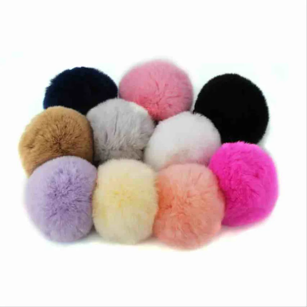 8 см милый помпон из натурального меха пушистый кролик понпон для брелоков