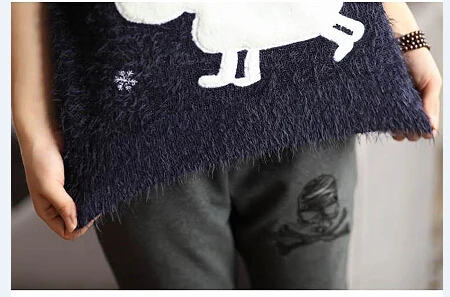 Christmas gift sweater women 2015 winter mohair pullover deer snowflakes M4 | Женская одежда