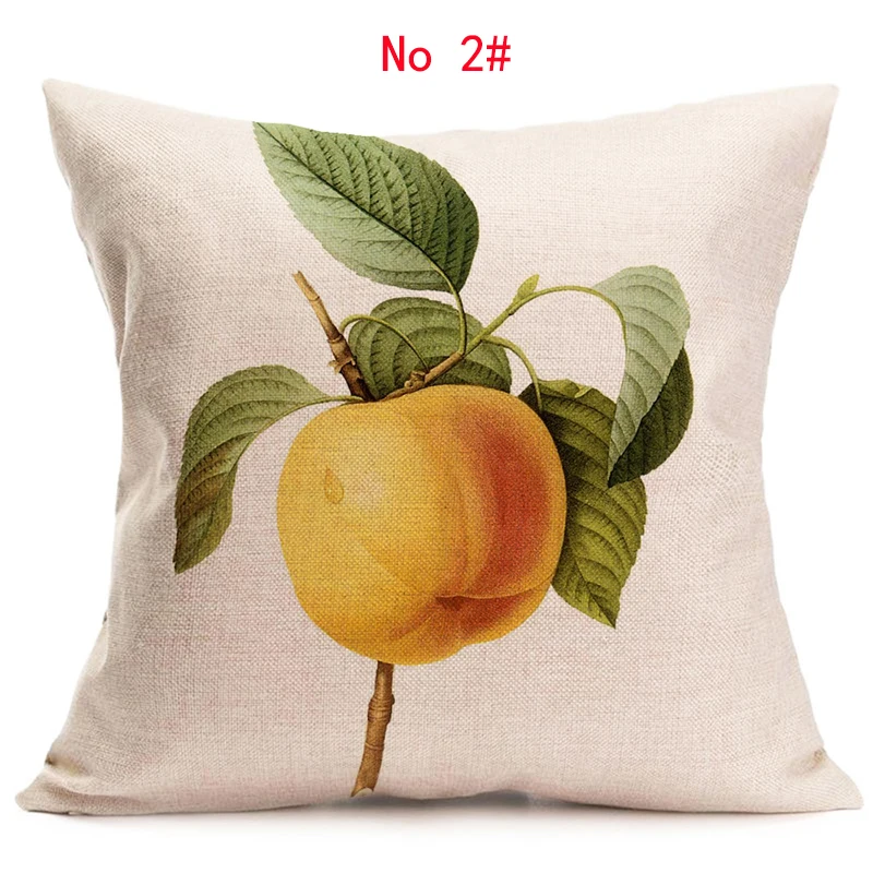 Льняная наволочка для подушки 45 см * с фруктовым узором банан виноград абрикос и