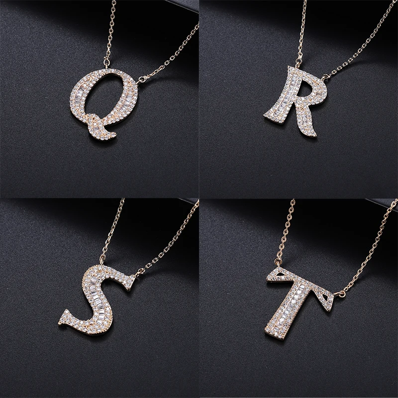 YANMEI Gold Alphabet Letter A To Z Pendant Chain Necklace For Women Hot Sale Cubic Zircon Necklaces Jewelry YMD1227 | Украшения и