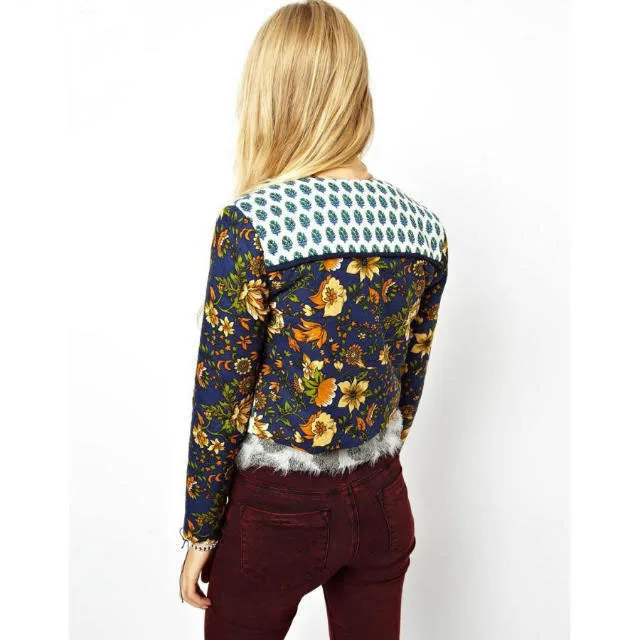 Осень / зима 2014 новый европейский мода уличный стиль цветочные мозаики в чистого