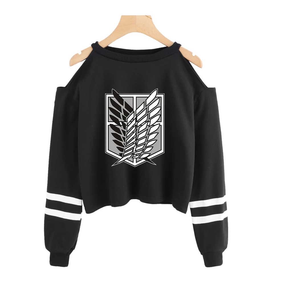 

Attack on Titan off shoulder crop summer top long Sleeve tshirt women clothes streetwear Street harajuku fashion 2019 CG0602