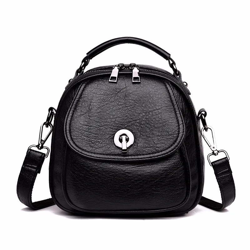 Многофункциональные рюкзаки для девочек Mochila Feminina, женские кожаные рюкзаки высокого качества в консервативном стиле, маленький винтажный рюкзак - Цвет: Black backpack