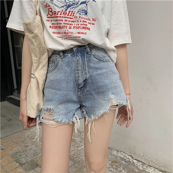 2019 простые джинсовые шорты с бахромой | Женская одежда