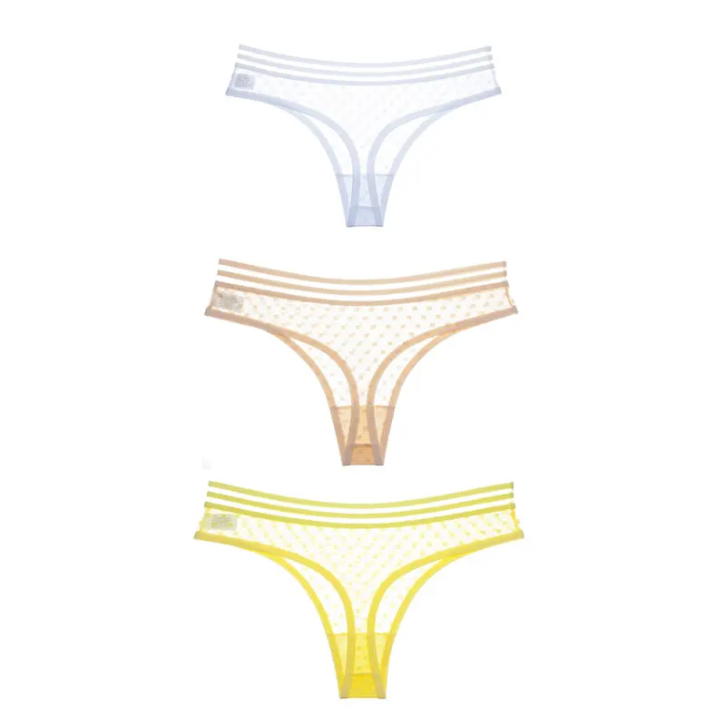 white skin yellow SP& CITY, 3 шт., спортивные прозрачные сетчатые кружевные стринги, сексуальное женское нижнее белье, кружевные одноцветные сексуальные трусики, танга, нижнее белье - Цвет: white skin yellow