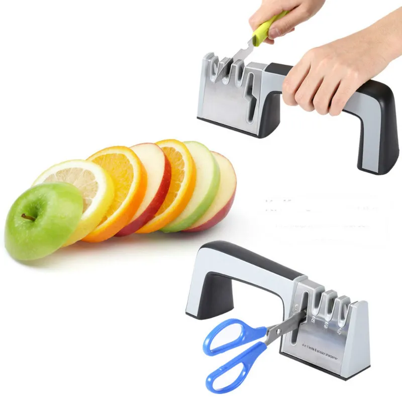

1PC Multifunction 4 in 1 Knife and Scissors Sharpener Knife Stone Kitchen Tools 4 Stages Sharpening Stone Household Kitchen Tool