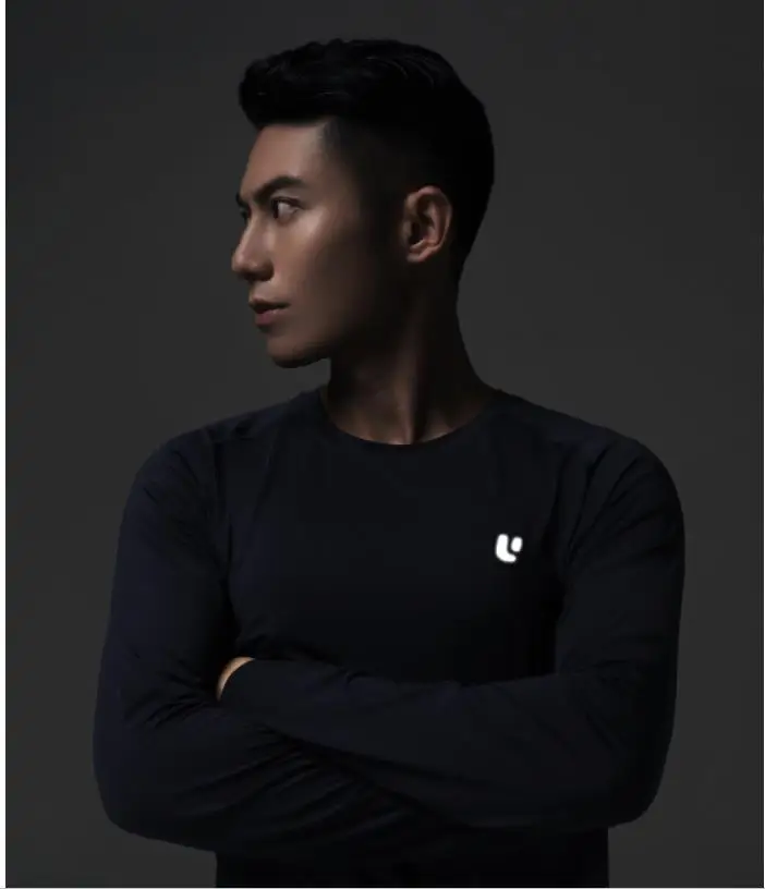 Xiaomi ULEEMARK Мужская Спортивная футболка с длинным рукавом светоотражающая печать влагопоглощающая для бега, фитнеса наружная спортивная одежда
