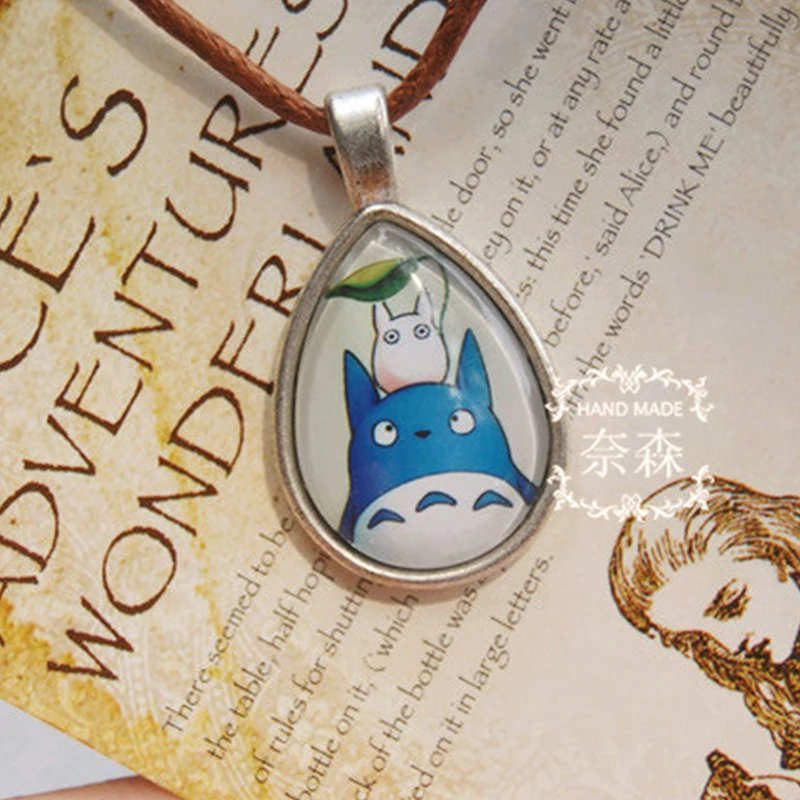 My Neighbour Totoro Logo Pendant Necklace Japanese Animated Jewelry Cartoon Anime Tear Drop Gifts For Girl Necklaces | Украшения и