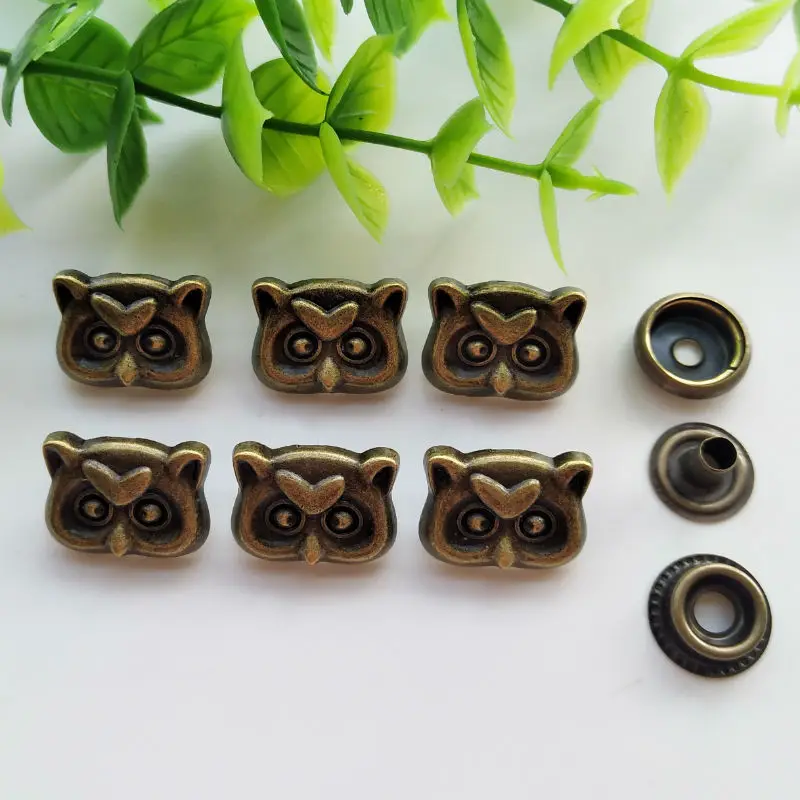 6 комплектов Сова цинковый сплав защелкивающаяся застежка пресс-шпилька швейная