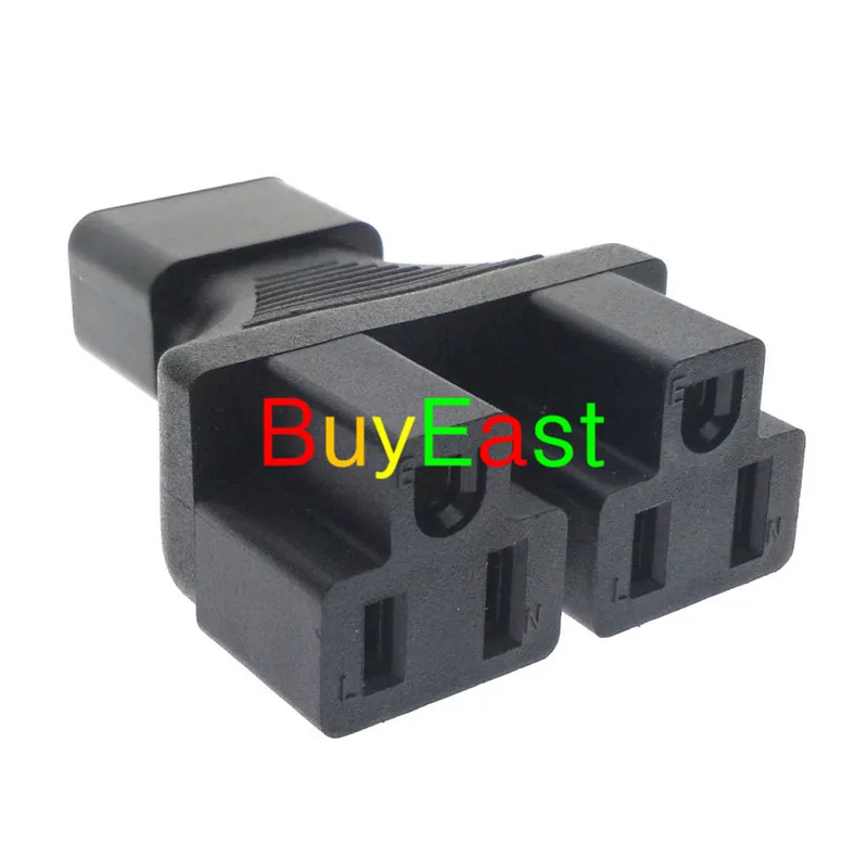 

5 X IEC 320 C14 Male To 2 x US 3 Pin Nema 5-15R Female Y Splitter Adapter
