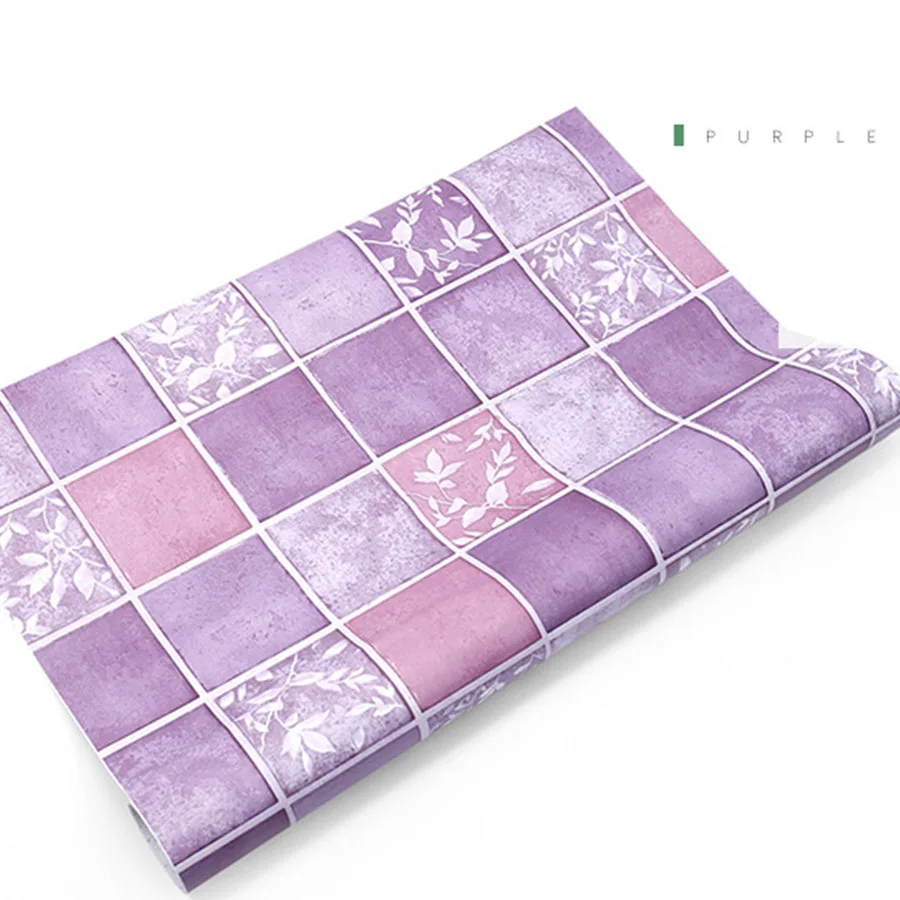 purple 0,6*4 м самоклеющиеся виниловые обои классическая кухонная наклейка от масляных брызг Ванная комната Туалетная плитка водостойкая Настенная Наклейка мозаичные обои - Цвет: purple