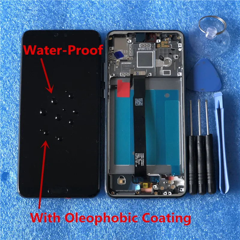 Оригинальная рамка lcd для 5," huawei P20 AL00 P20 EML L29 L22 L09 ЖК-экран+ сенсорная панель дигитайзер+ кнопка «домой» с отпечатком пальца