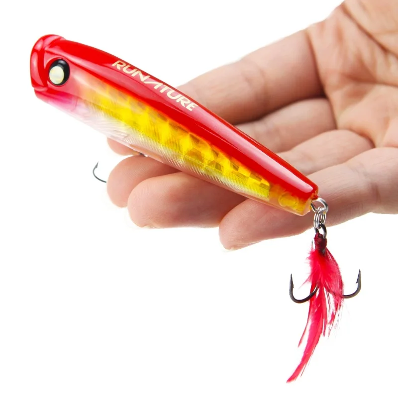 Runature Fishing Top Water Lure Popper Bait 85mm/15g Swim Bait Trout Fishing Carp Bait Floating Popper Fishing Lures Bait - Цвет: P51