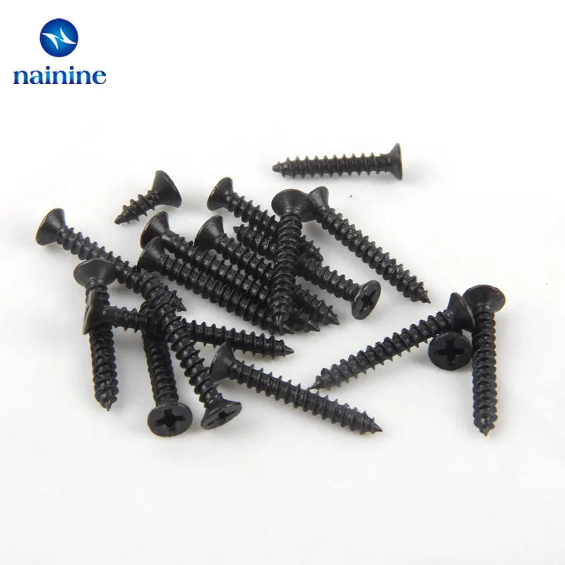 100Pcs M1 M1.2 M1.4 M1.7 M2 M2.3 M2.6 DIN7982 KA Black Self-tapping Screws Countersunk Flat Head Electronic Small SS12 | Обустройство