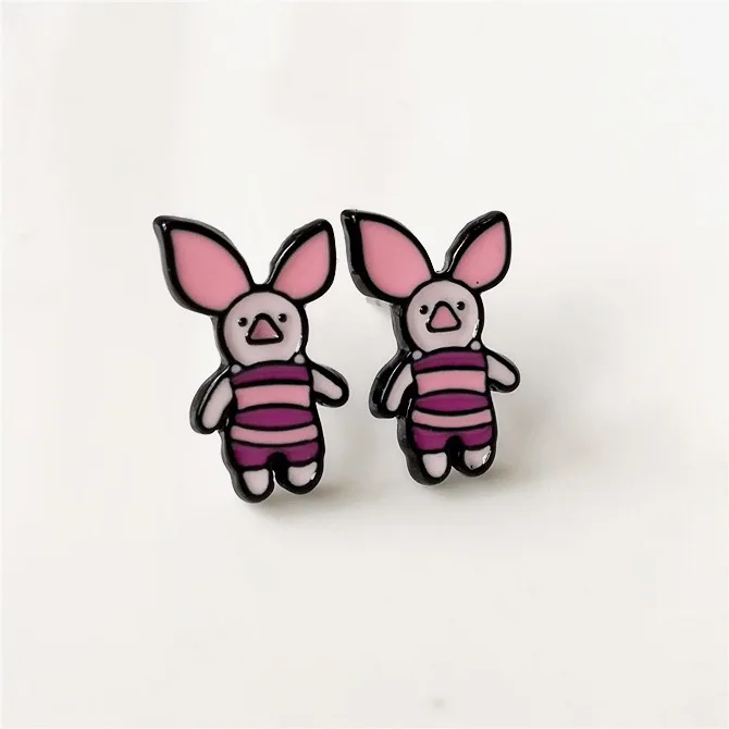 see chart IVYYE Piglet eeyore Мода Аниме Сережка с героями мультфильмов милые серьги-гвоздики с животными для женщин девочек Дети Ювелирные изделия Рождество подарок - Окраска металла: see chart