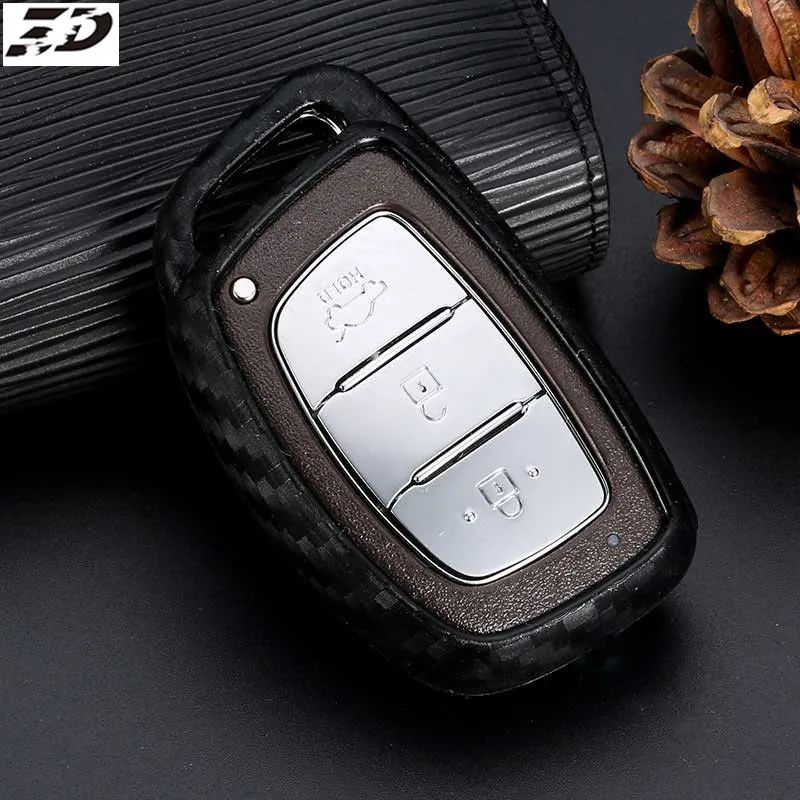 A Only Shell Силиконовый чехол для ключей из углеродного волокна для hyundai solaris Tucson Creta ix25 ix35 i20 i30 HB20 Elantra Verna - Название цвета: A Only Shell