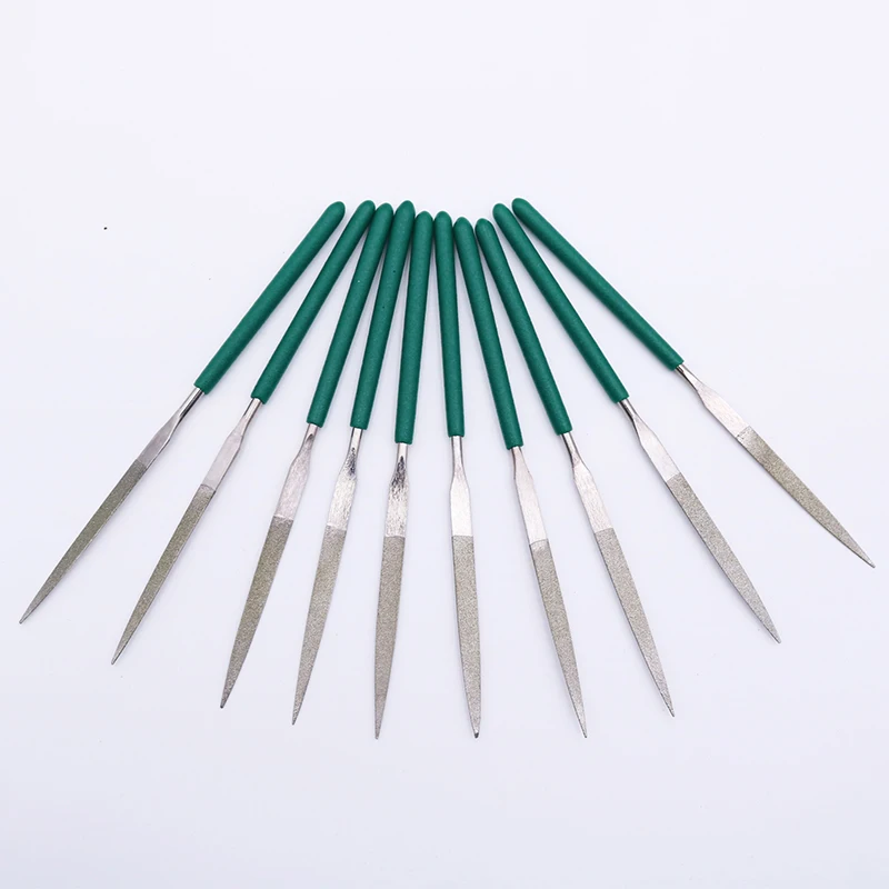 10 pcs 140mm ultrathin diamond coated needle file willow leaf double sided mini metal polishing single side |