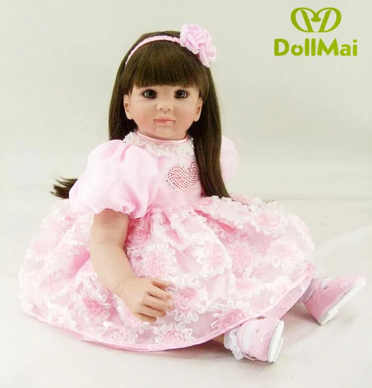 Dollmai бутик 60 см винилсиликоновых reborn baby doll Игрушки для новорожденных девочек
