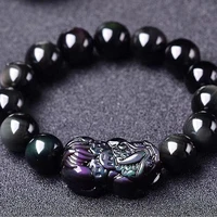 real obsidian pixiu beads bracelet fengshui wealth piyao bracelet lucky animal beaded bracelet good luck jewelry gift