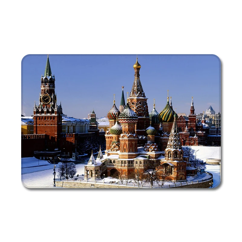 Красная стена Кремля живописный крутой дизайн натуральный резиновый коврик для