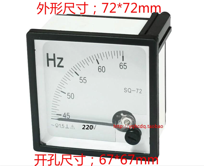 

SQ-72 45-65Hz Frequency AC 220V SQ72 Analog Panel Meter 1.5 Accuracy Class Tester 72*72MM