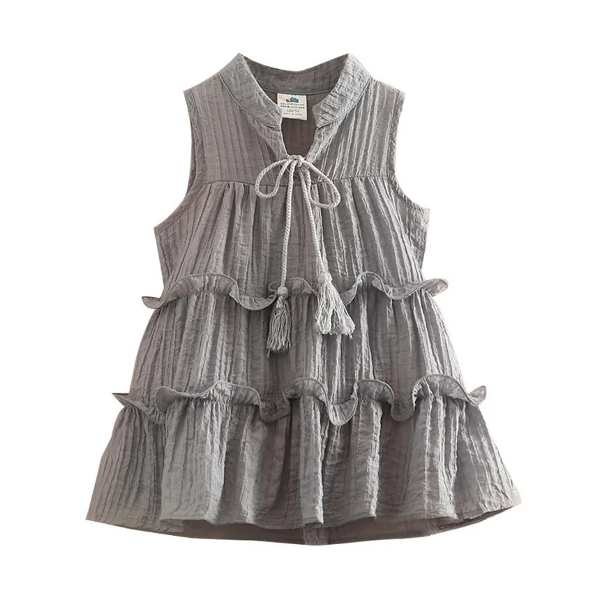 

2019 Летние Детские платья для девочек, хлопковое платье без рукавов, модное платье принцессы с оборками, одежда для маленьких девочек