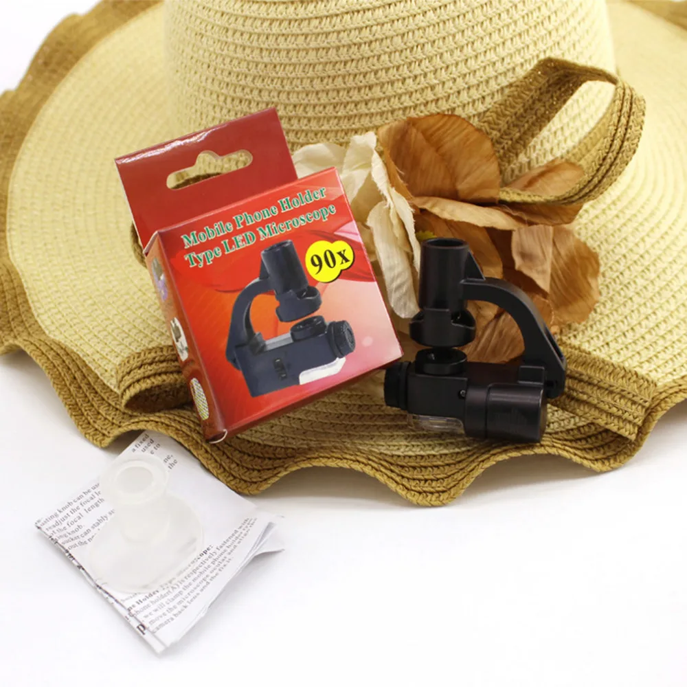 Портативный светодиодный светильник с увеличительным стеклом 90 X держатель для