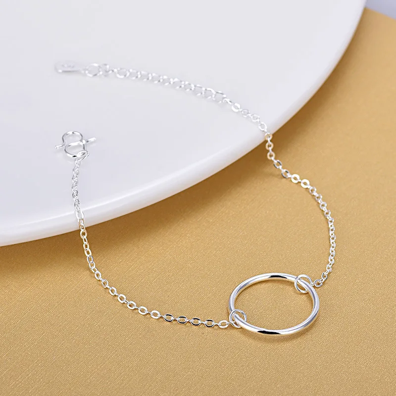 Модные элегантные браслеты шармы большого круга для женщин из стерлингового