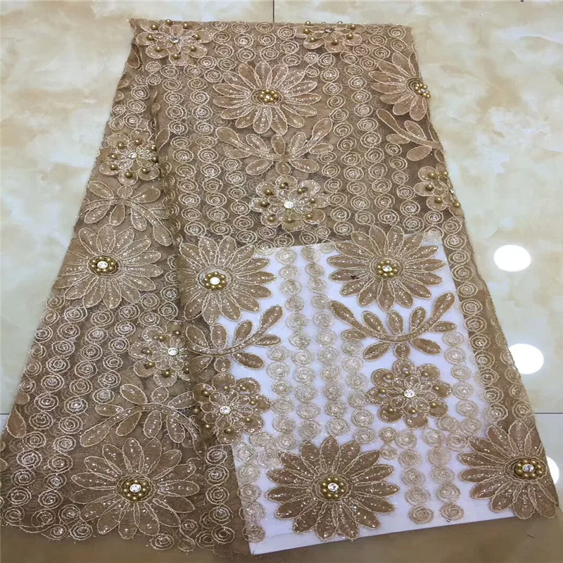 

African Lace Fabric 2019 High Quality 5 yards Lace Tulle Lace Fabric African French Net Lace Fabric For Evening Dress xz65-2571