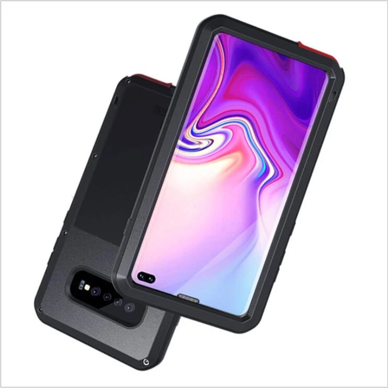 Мощный металлический чехол для Galaxy S10 + Защитная пленка Gorilla Glass Samsung plus роскошный