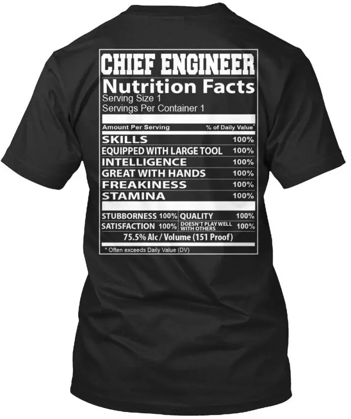 

Chief Engineer Nutrition Facts - Factsserving Size 1 Servings Stylisches Mens Brand Designs Slim Fit Crew Neck T-Shirt