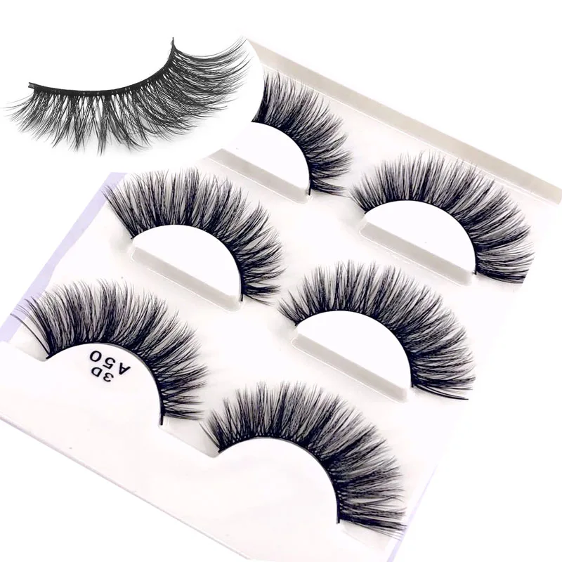 3D F060 3 Pairs False Eyelashes Natural Long Makeup Mink Lashes Extension Eyelash Winged Cross Messy |