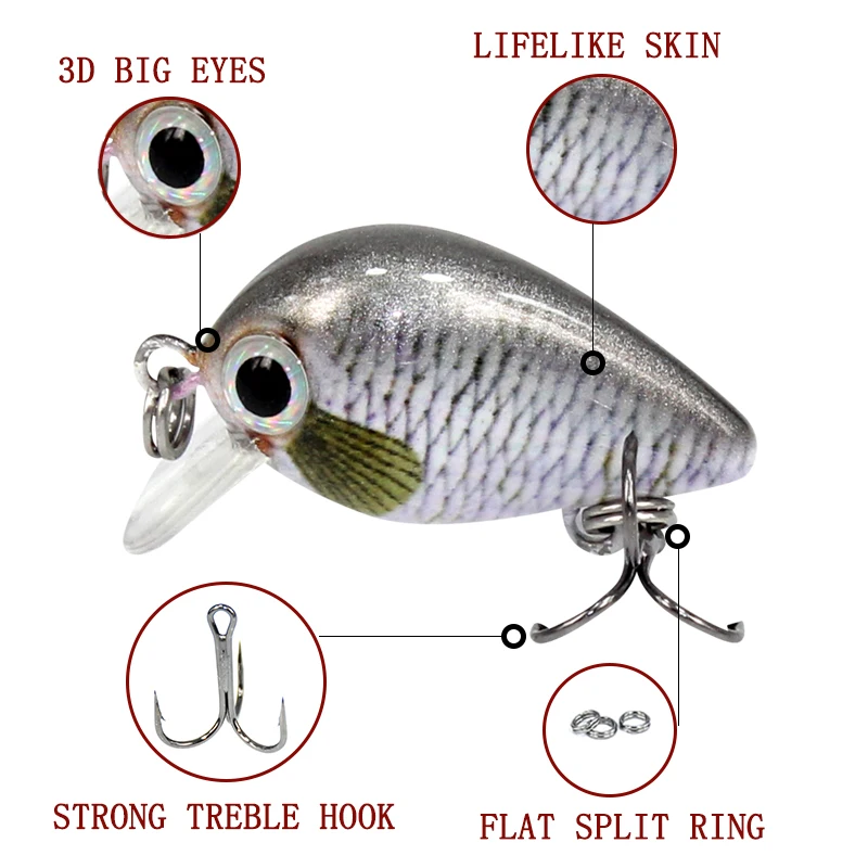 5 шт./кор . Crankbait 2 см Fly рыболовная приманка топвотер воблеры высокое качество