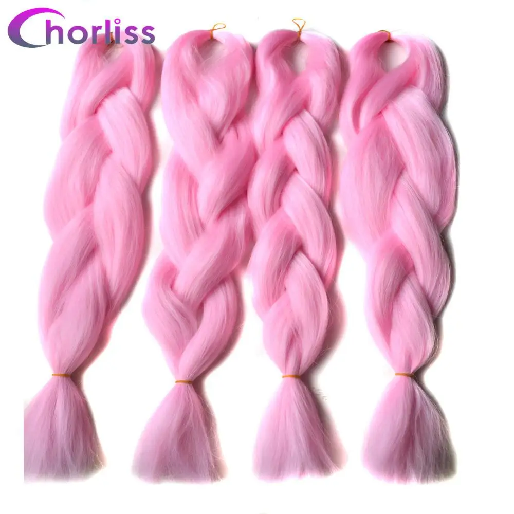 Розовый Chorliss, 24 дюйма, чистый цвет, серый цвет, огромные косички, вязанные волосы, для наращивания, синтетические, Омбре, плетенные волосы, пряди, блонд, синяя тесьма, волосы - Цвет: Розовый