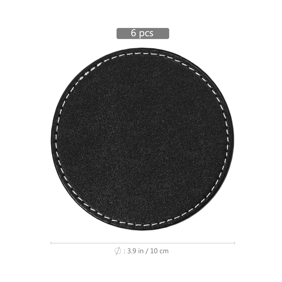 6 шт. Круглый держатель для чашки кожаный коврик практичный черный Настольный