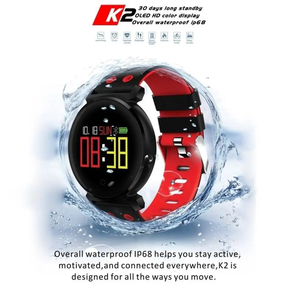 Timethinker K2 мужские Смарт часы браслет для женщин кровяное давление монитор