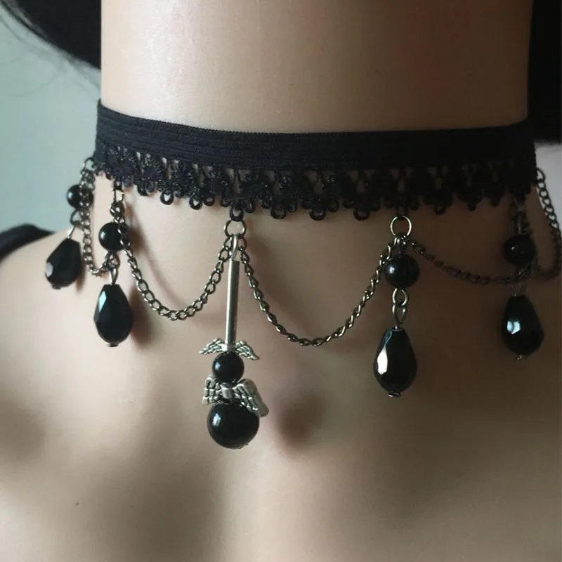 Vintage Gothic Black Lace Retro Choker Collar Necklace Charm Pendant Jewelry | Украшения и аксессуары