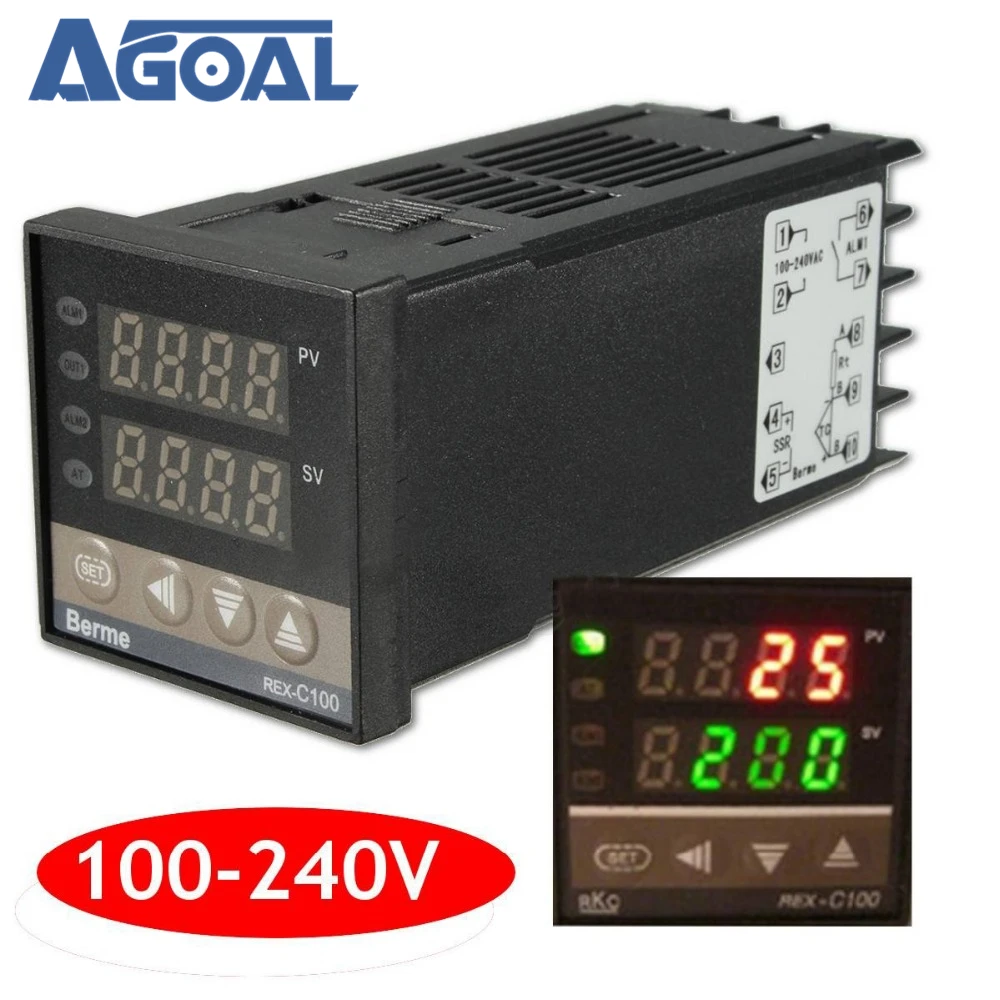 100-240V Digital PID Temperature Controller + 40A SSR K Thermocouple Sensor | Электроника