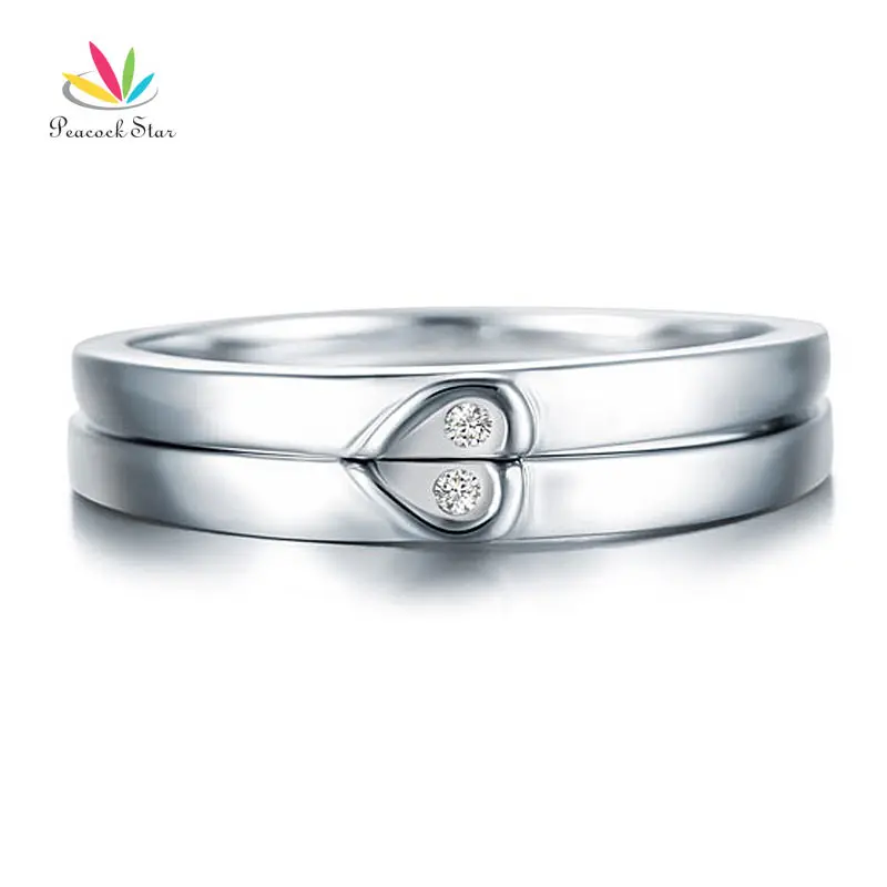 Павлин Звезда круглой огранки сердце 2 Pcs сплошной 925 пробы Серебряное