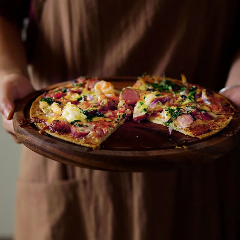 Круглые камни для пиццы из акации без краски толстая разделочная доска эко