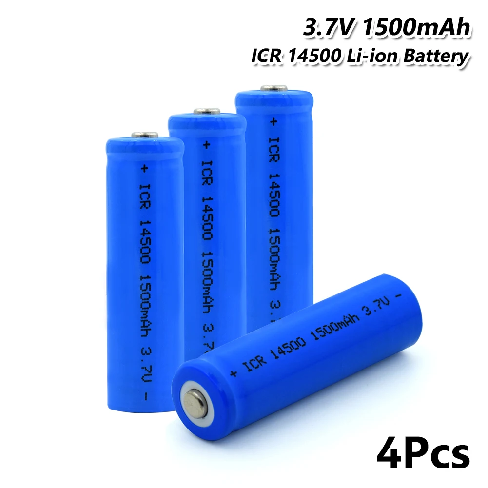 4 Pcs Аккумулятор для 14500, 1500 мА/ч, 3,7 в, аккумулятор, разрядка для электронной сигареты, ICR 14500, литий-ионная батарея ICR - Цвет: 4 Pcs