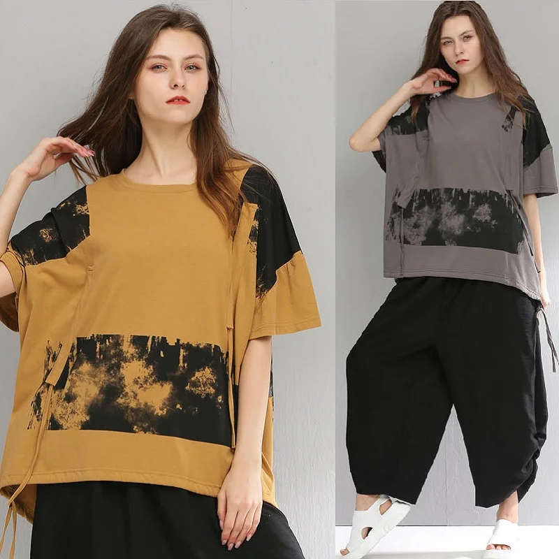 Летняя хлопковая Футболка с принтом граффити свободные рукава реглан удобные