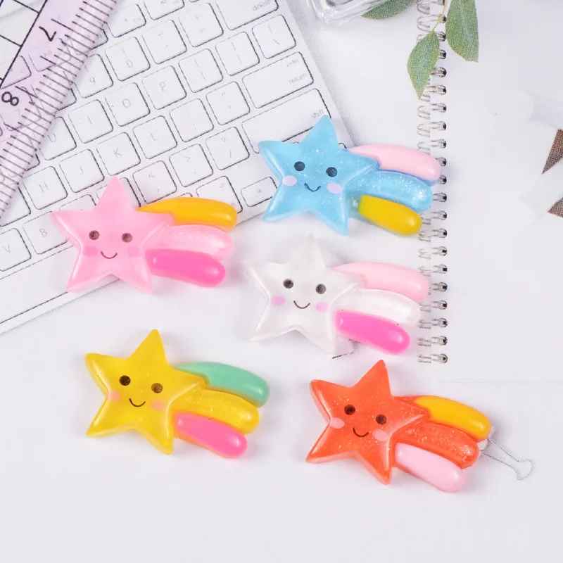10 шт. Kawaii Метеор Flatback Смола Кабошон для Детские бантики волос аксессуары плоские